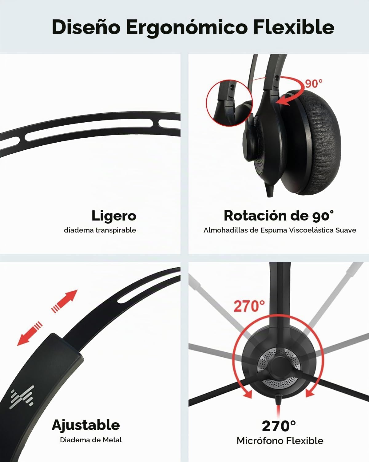 JIAMQISHI - Auriculares USB de una sola oreja con micrófono para PC...