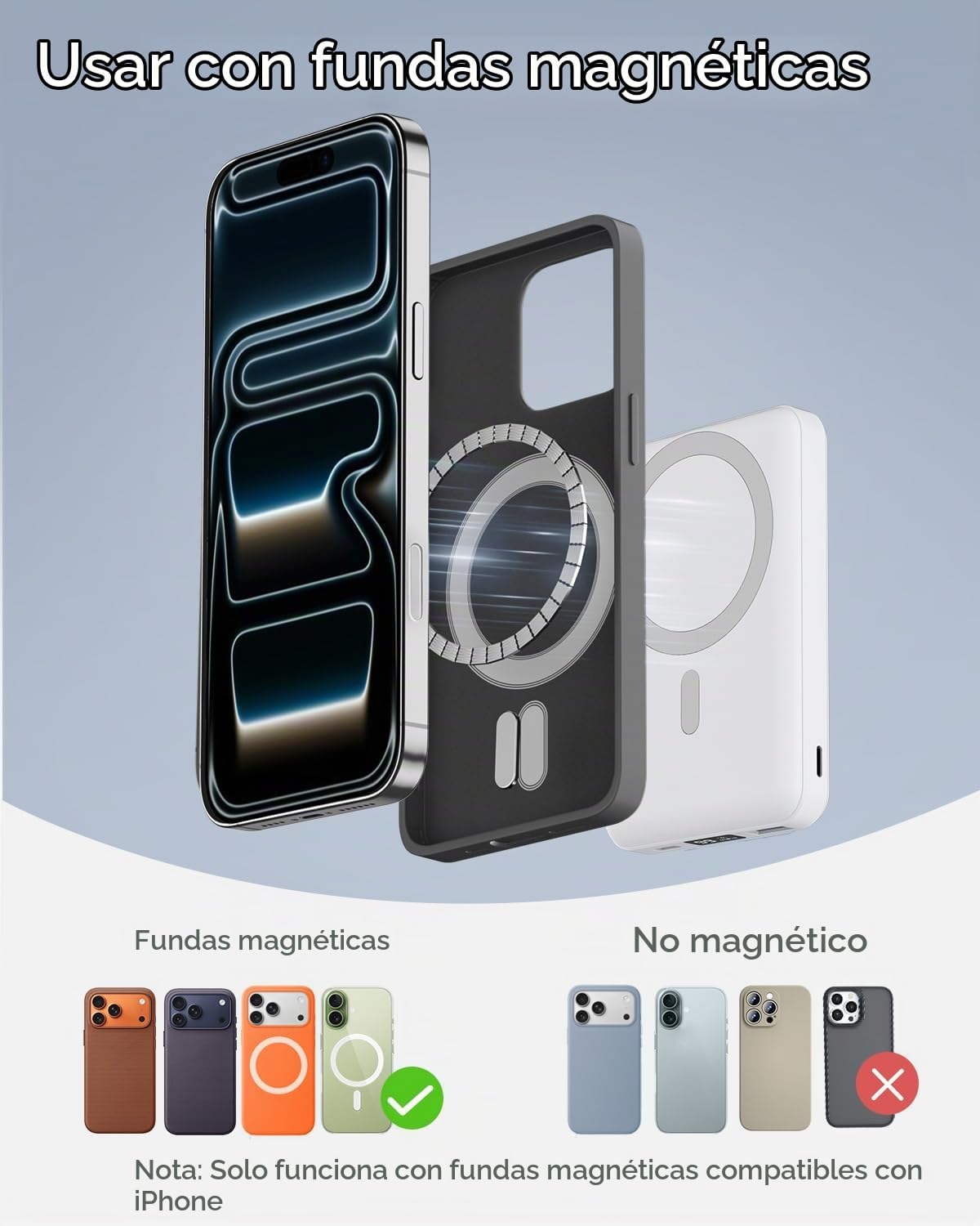 podoru para MagSafe Power Bank, cargador portátil magnético plegabl...