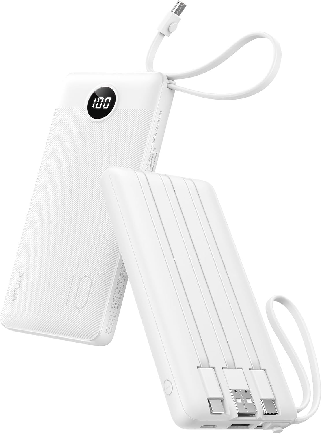 Cargador portátil VRURC, banco de energía delgado con 4 cables inco...