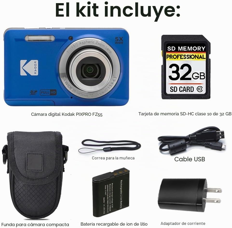 Kodak PIXPRO FZ55 - Cámara digital, punto y disparo compacto de 16...