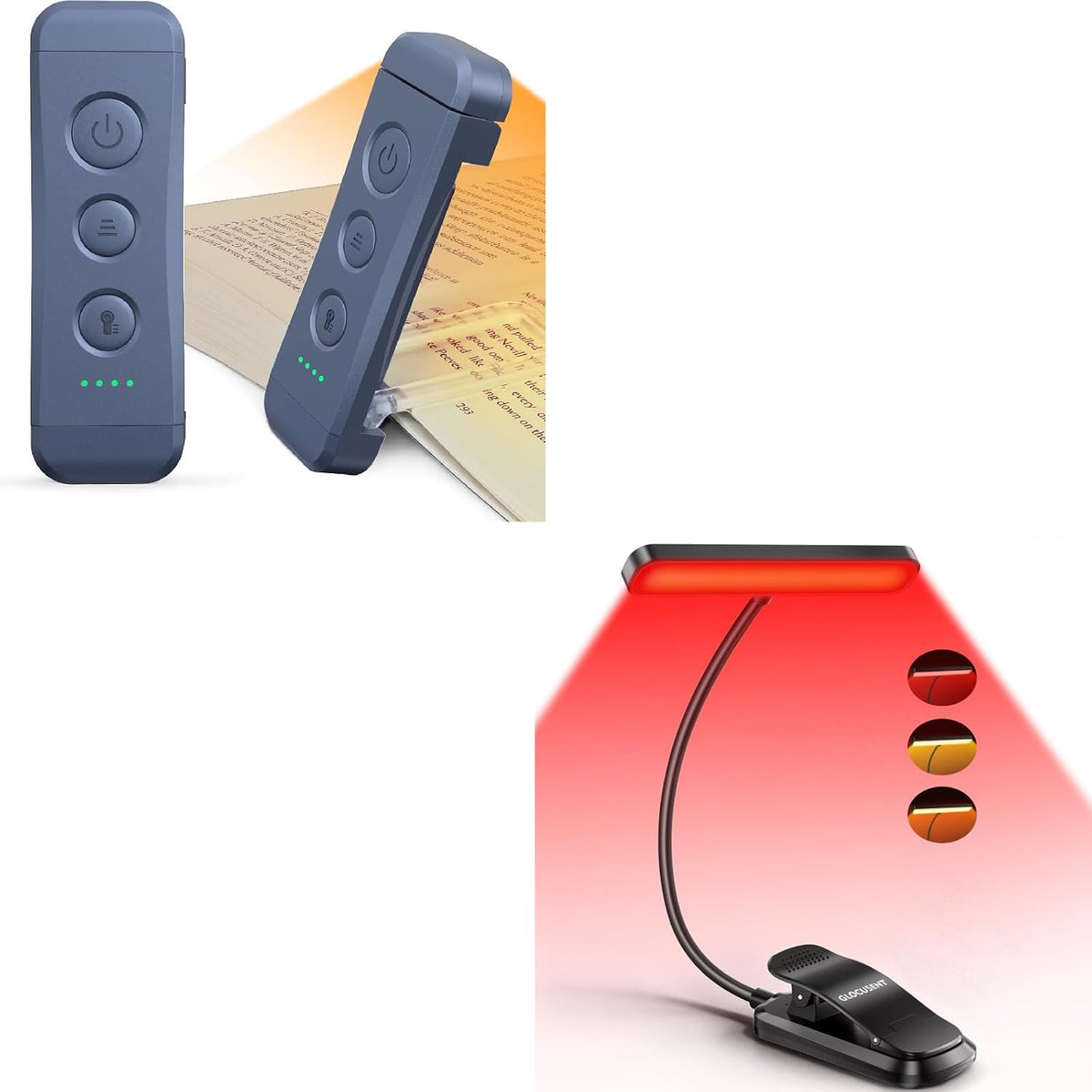 Glocusent Luz de libro recargable USB con 3 modos de luz roja