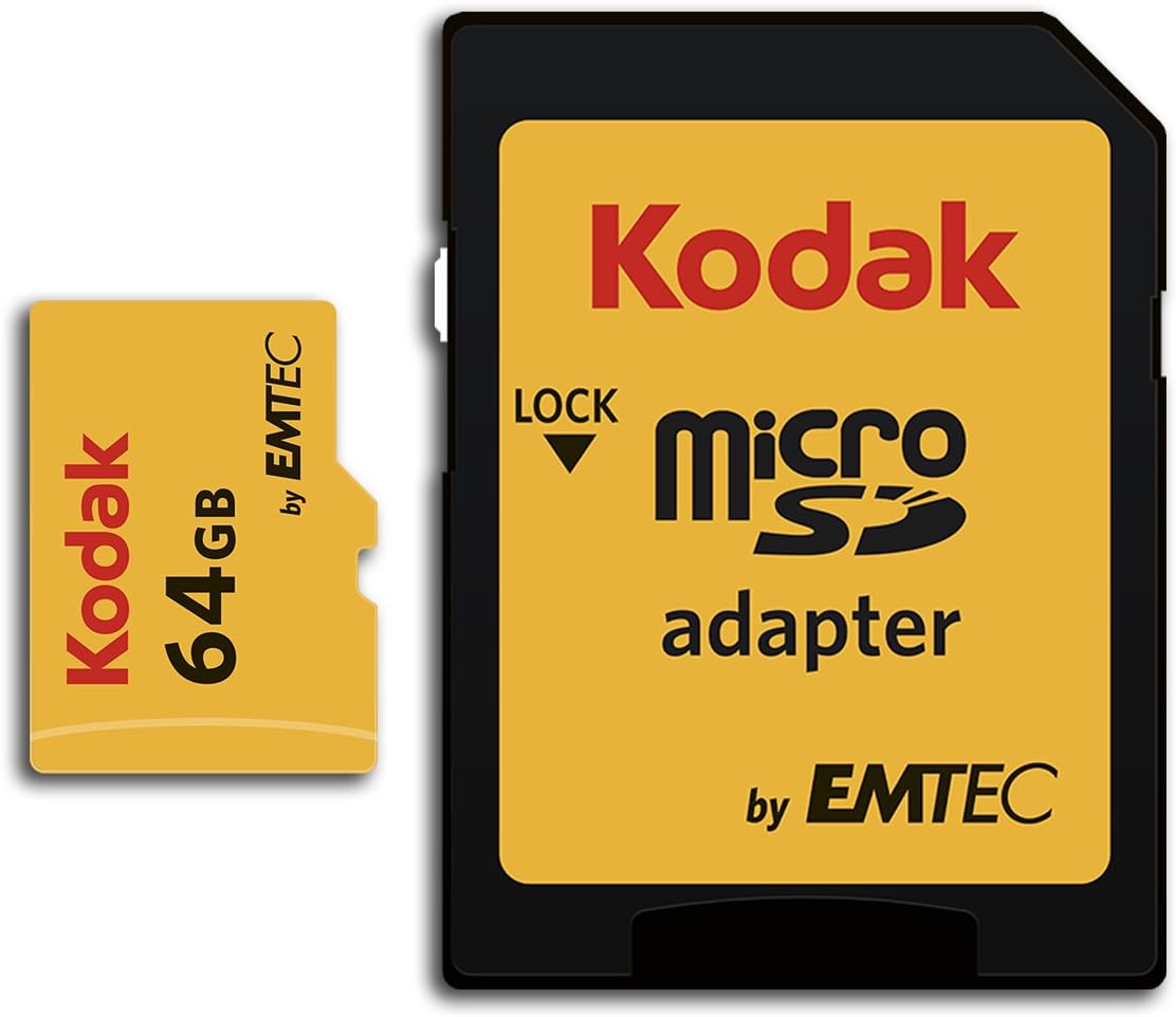 Kodak 64GB Clase 10 UHS-I U1 Tarjeta MicroSDXC con Adaptador 10x Ve...