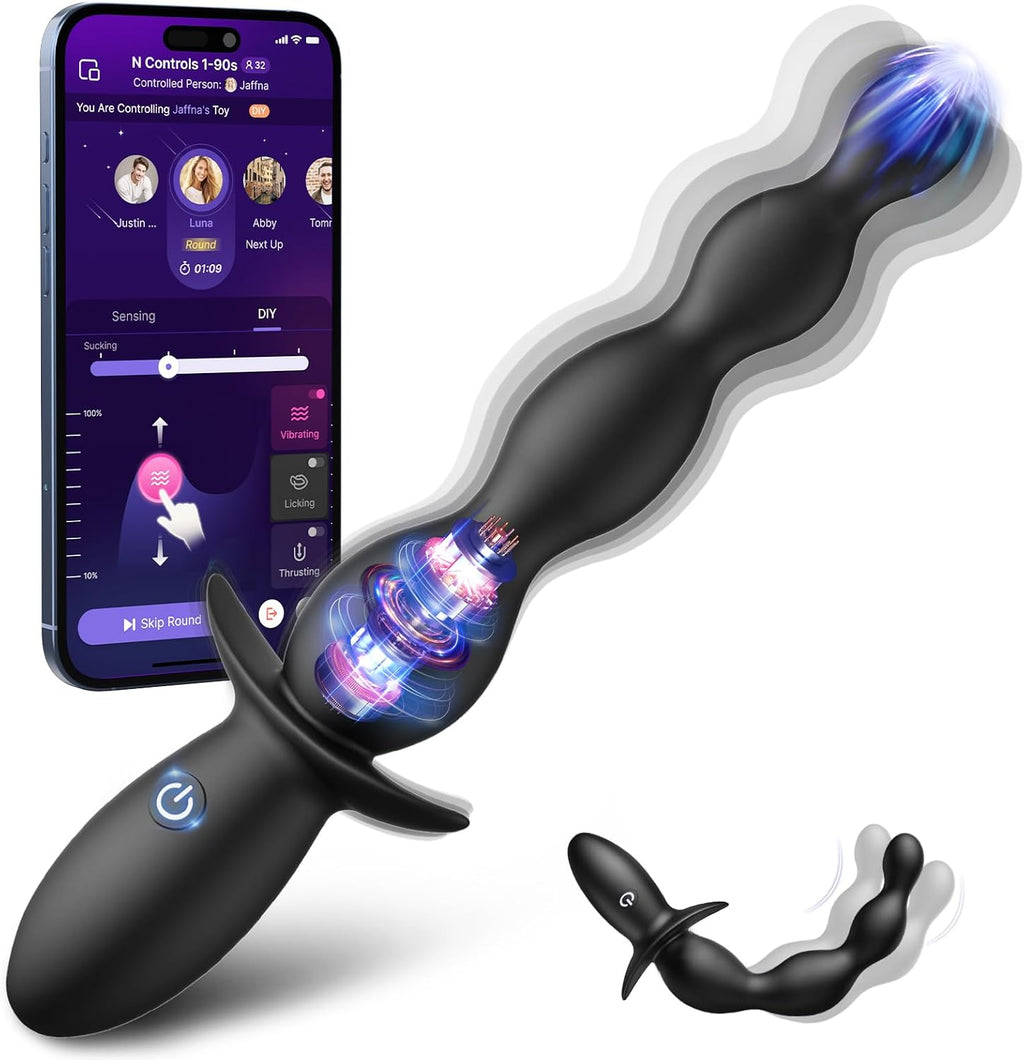 BEISAR - Masajeador de próstata con cuentas anales - Vibrador anal...