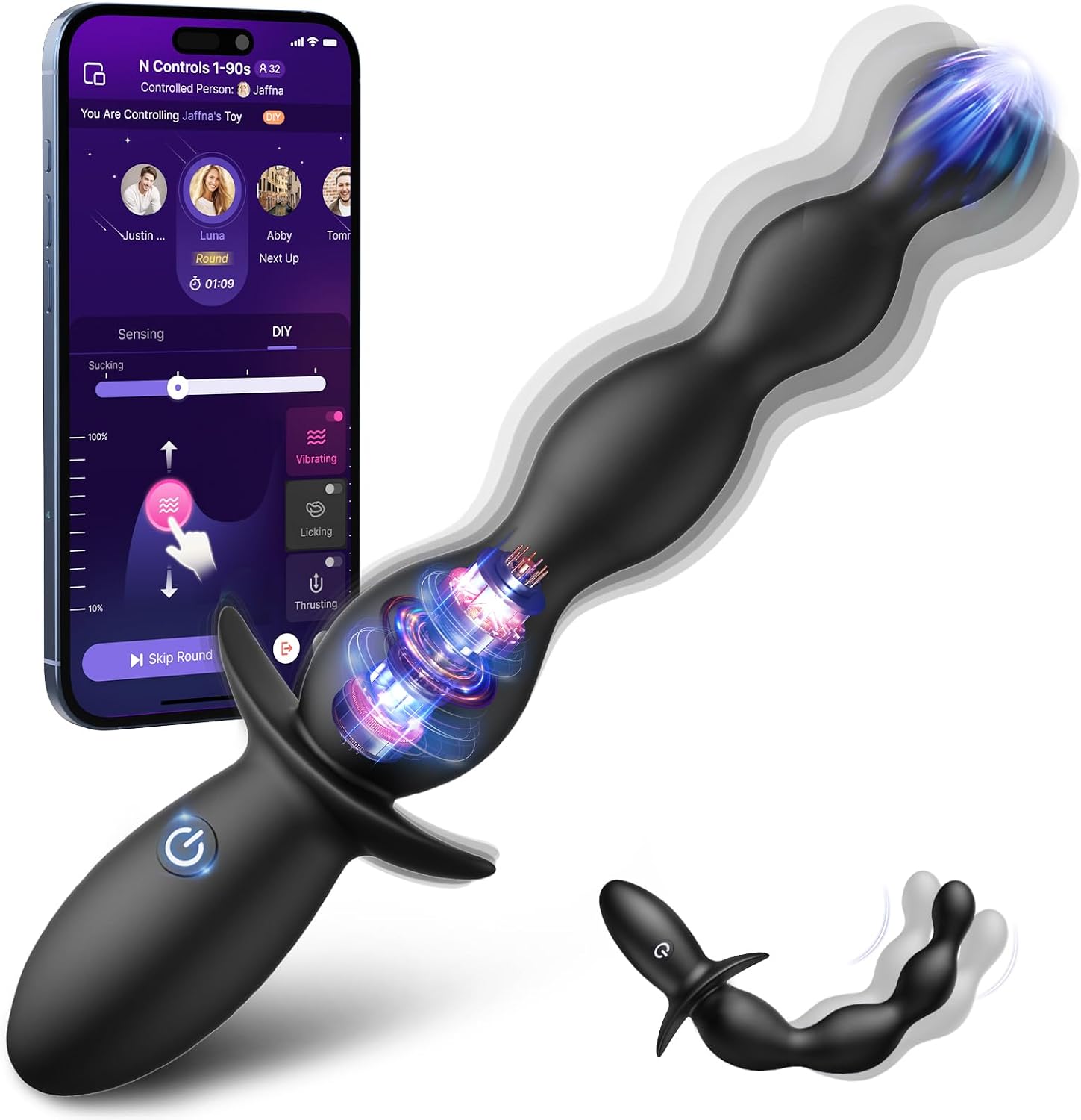 BEISAR - Masajeador de próstata con cuentas anales - Vibrador anal...
