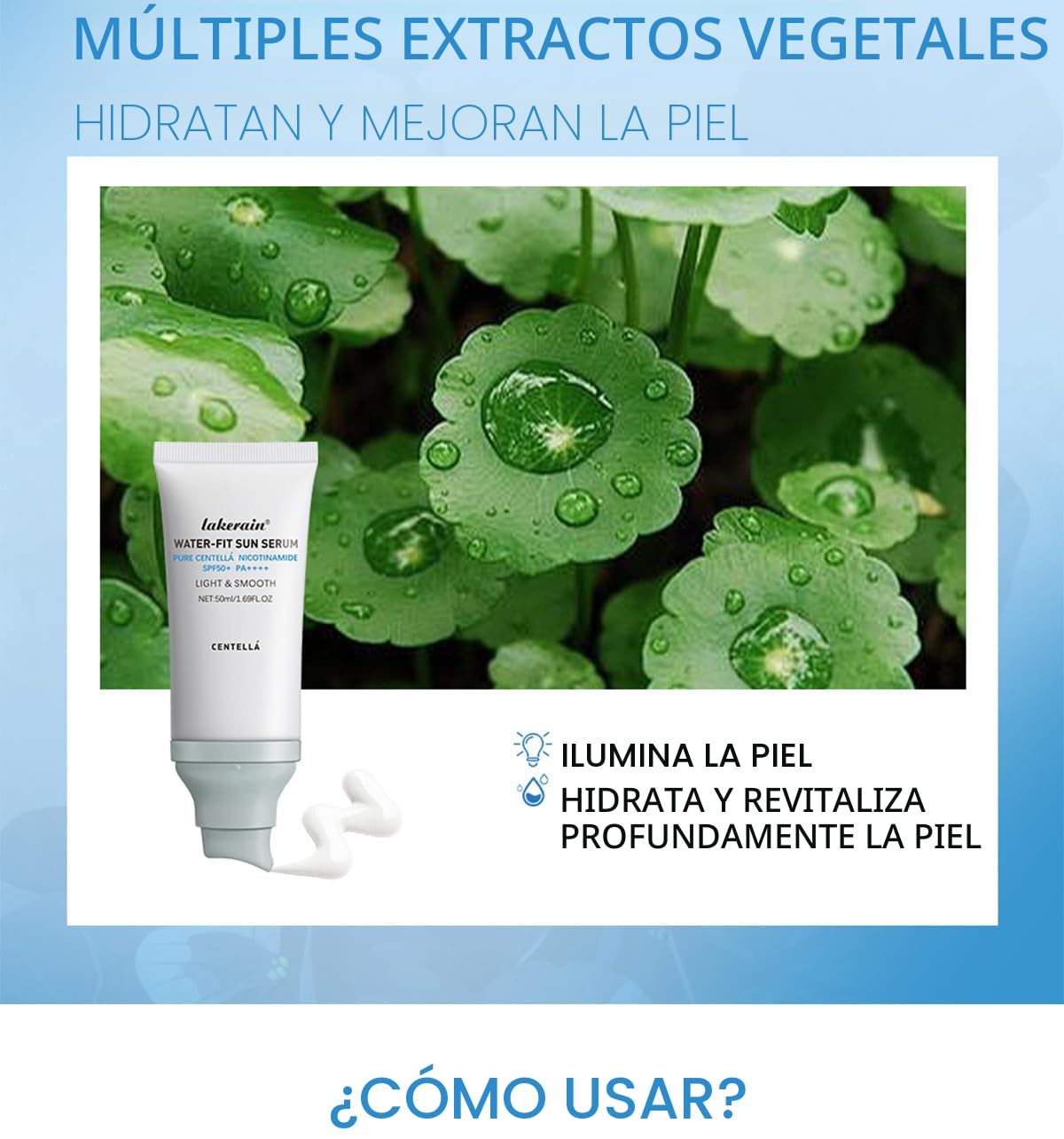 2 piezas de protector solar Centella SPF 50, suero solar Centella W...