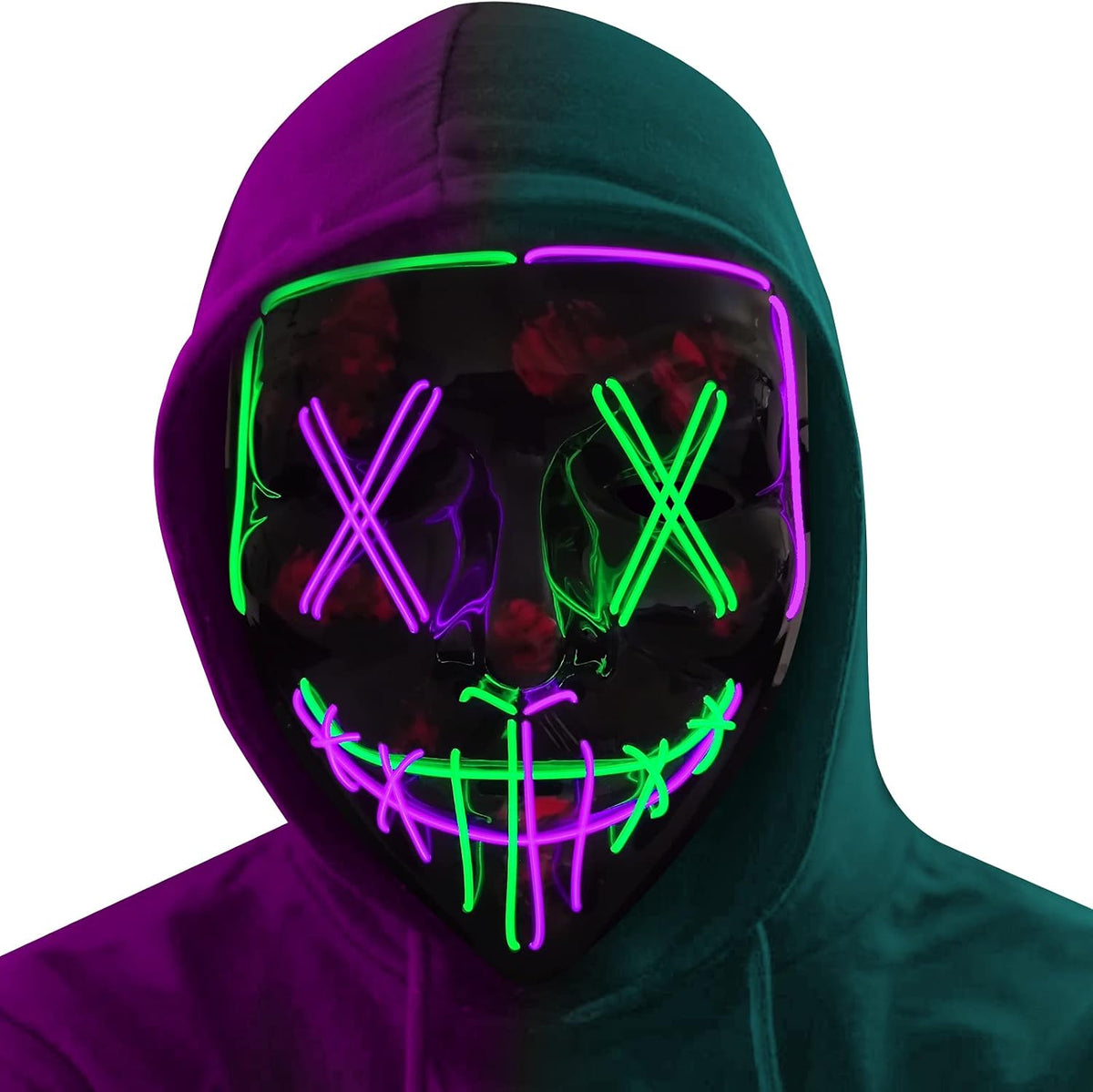 Poptrend Máscara de Halloween con luz LED, máscara de miedo, para f...