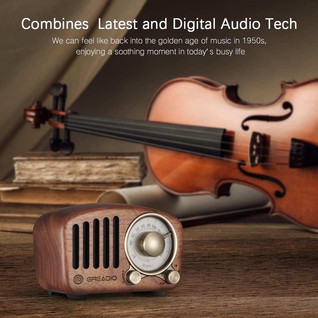 Altavoz Bluetooth retro Greadio, altavoz de radio vintage de madera...