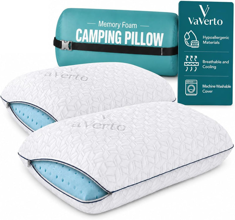 Vaverto Almohada pequeña de espuma viscoelástica para camping, paqu...