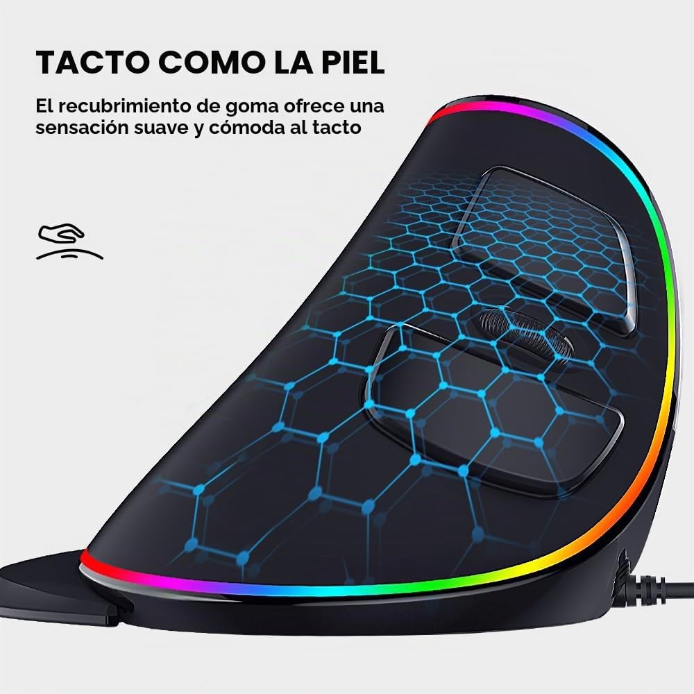 Leo-4Beauty - Delux M618 Plus Ratón Vertical Ergonómico Derecho RGB...