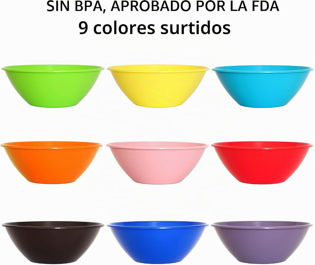 Youngever Paquete de 9 cuencos de plástico reutilizables para mezcl...