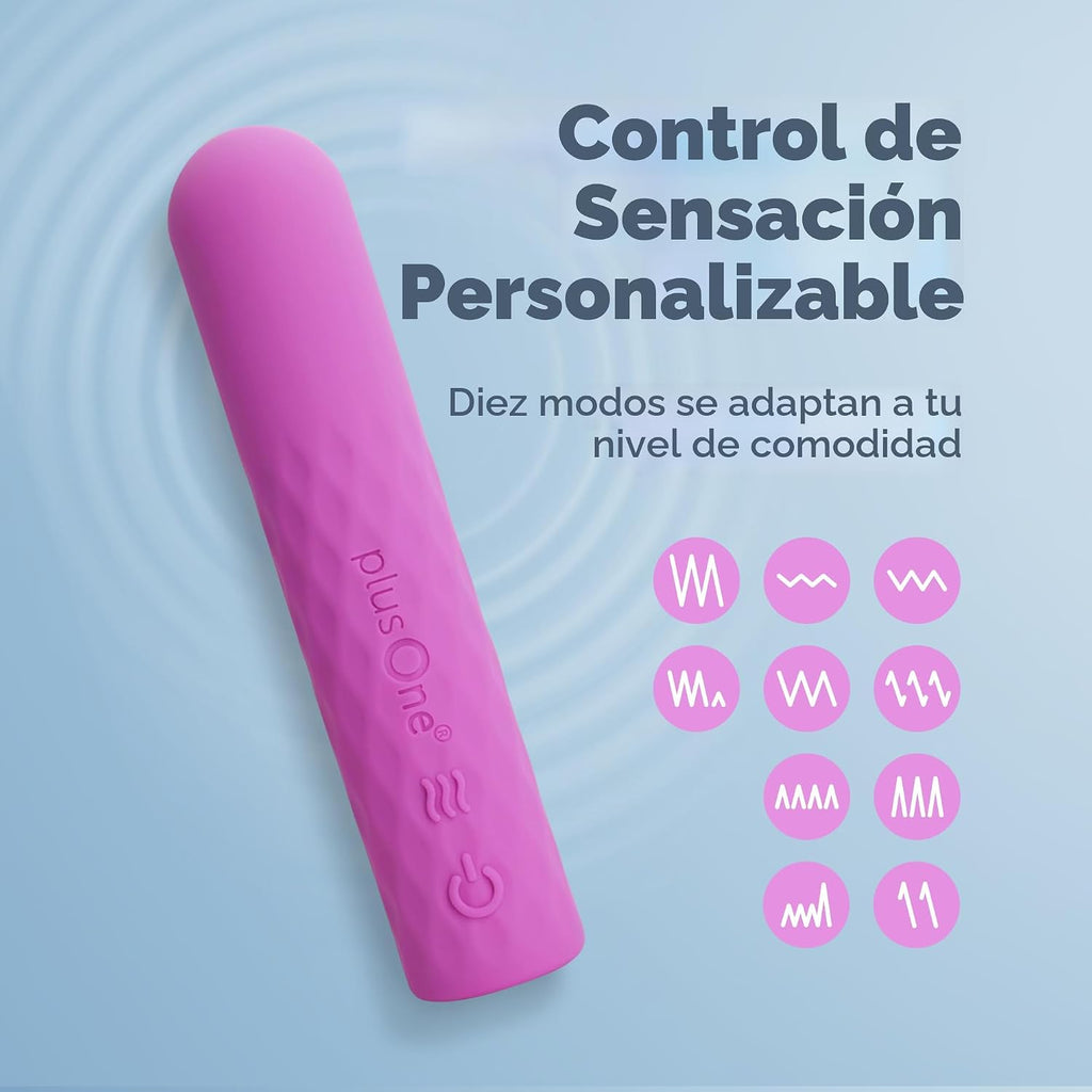 plusOne Super Bullet Massager - Resistente al agua, silicona, funci...