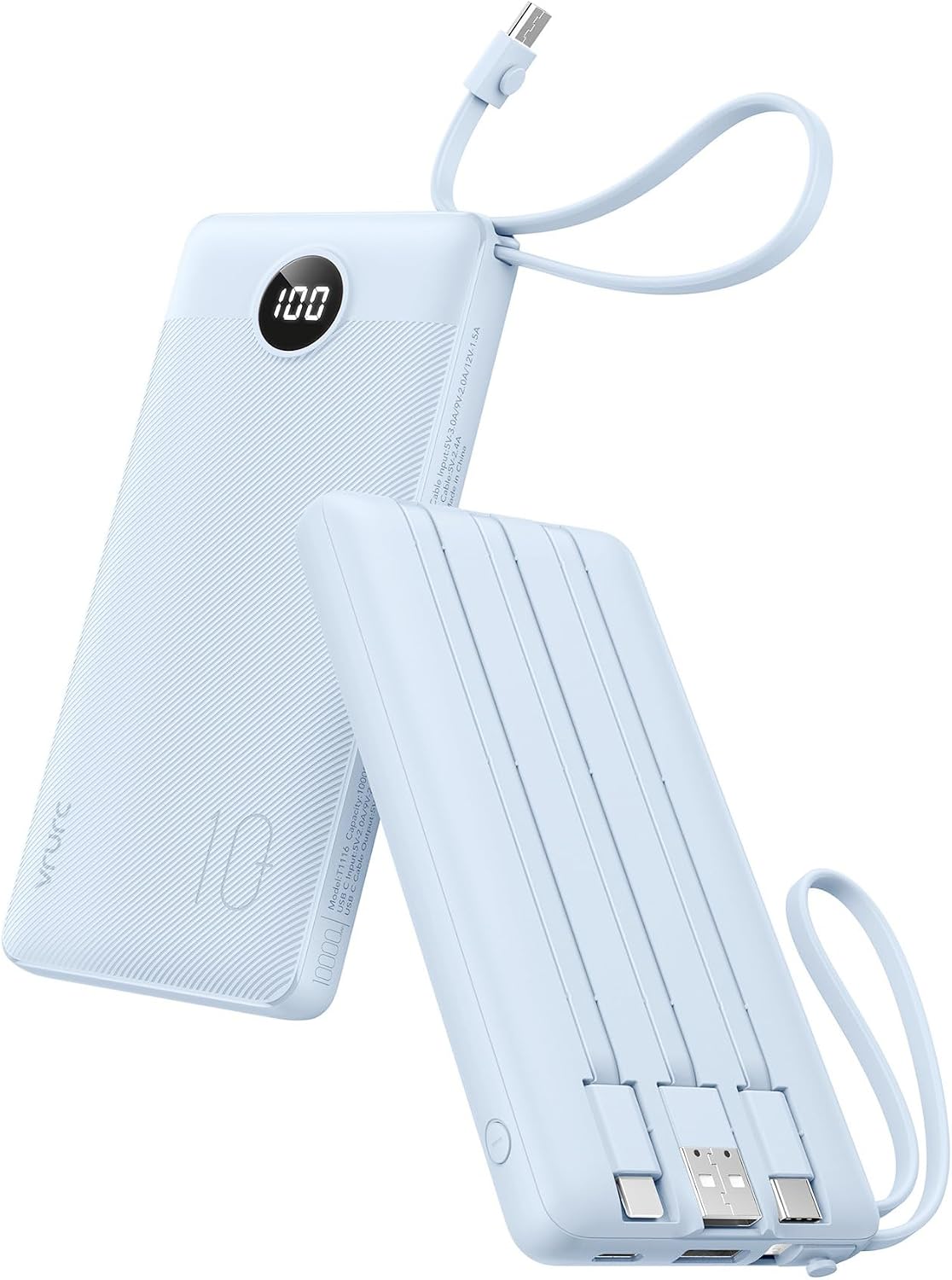 Cargador de teléfono portátil VRURC, construido en 4 cables USB C P...