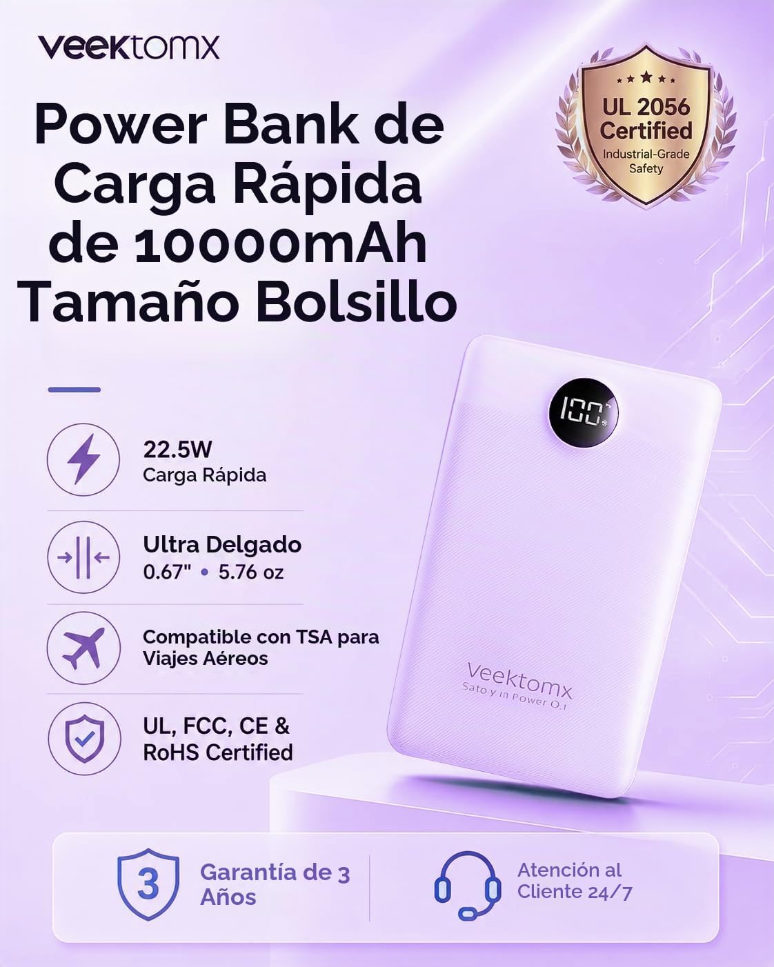 Cargador portátil de 10000 mAh, batería ultradelgada de carga rápid...