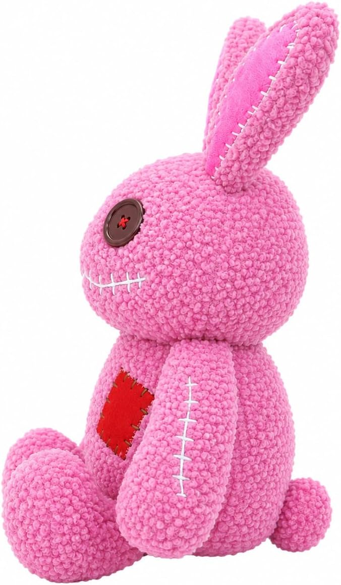 PHHKK Peluche de conejo rosa cosido gótico de Halloween, espeluznan...