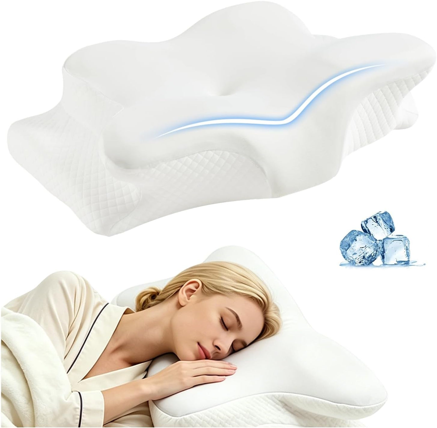 Ergo - Almohada cervical para el cuello, almohada ergonómica para a...