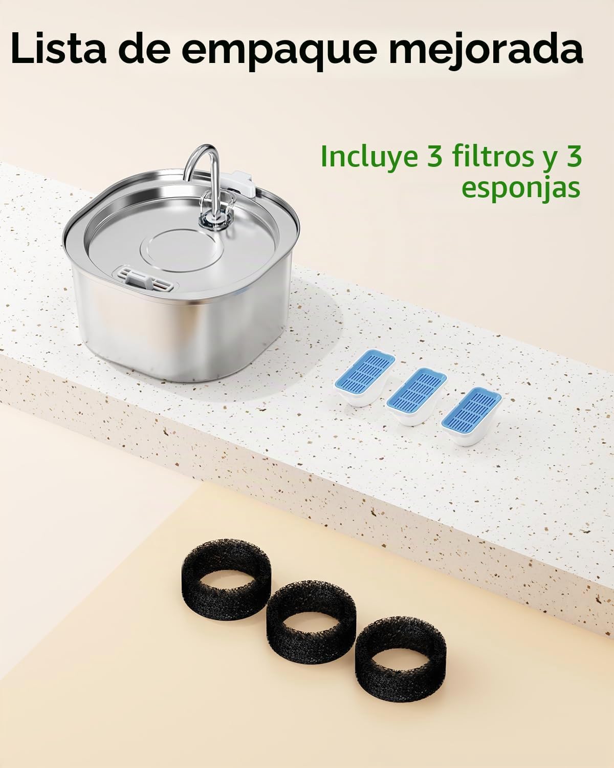 PEKTACO Fuente de agua para gatos, fuente de agua para mascotas de...