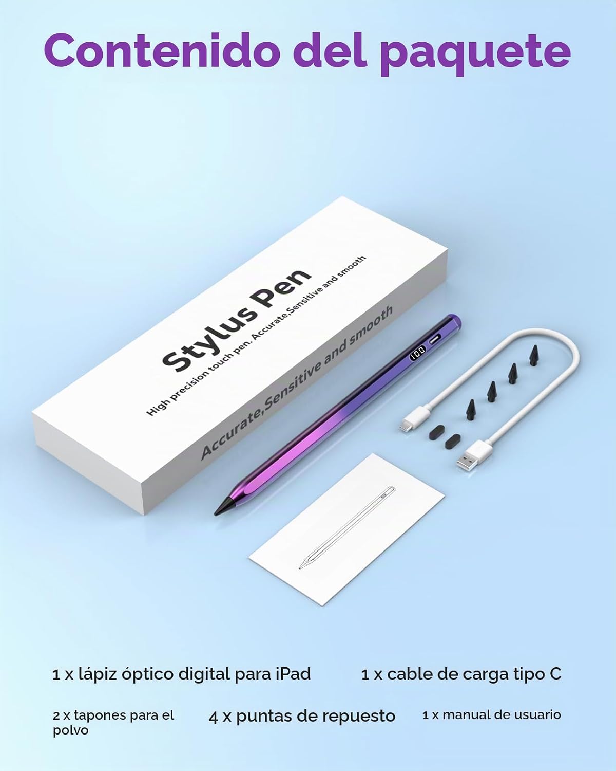 MoKo Lápiz óptico para iPad 2018-2026, lápiz de carga USB-C con pan...