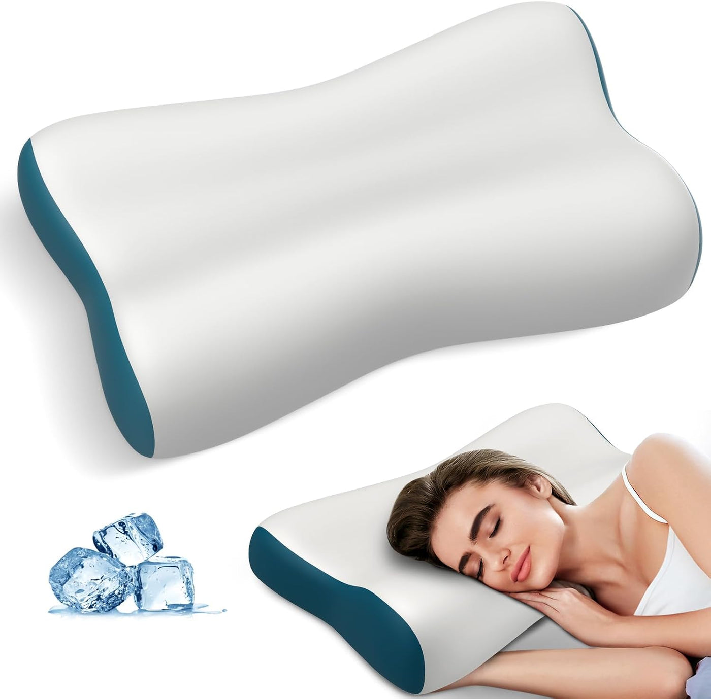 Almohada cervical de contorno de espuma viscoelástica para aliviar...