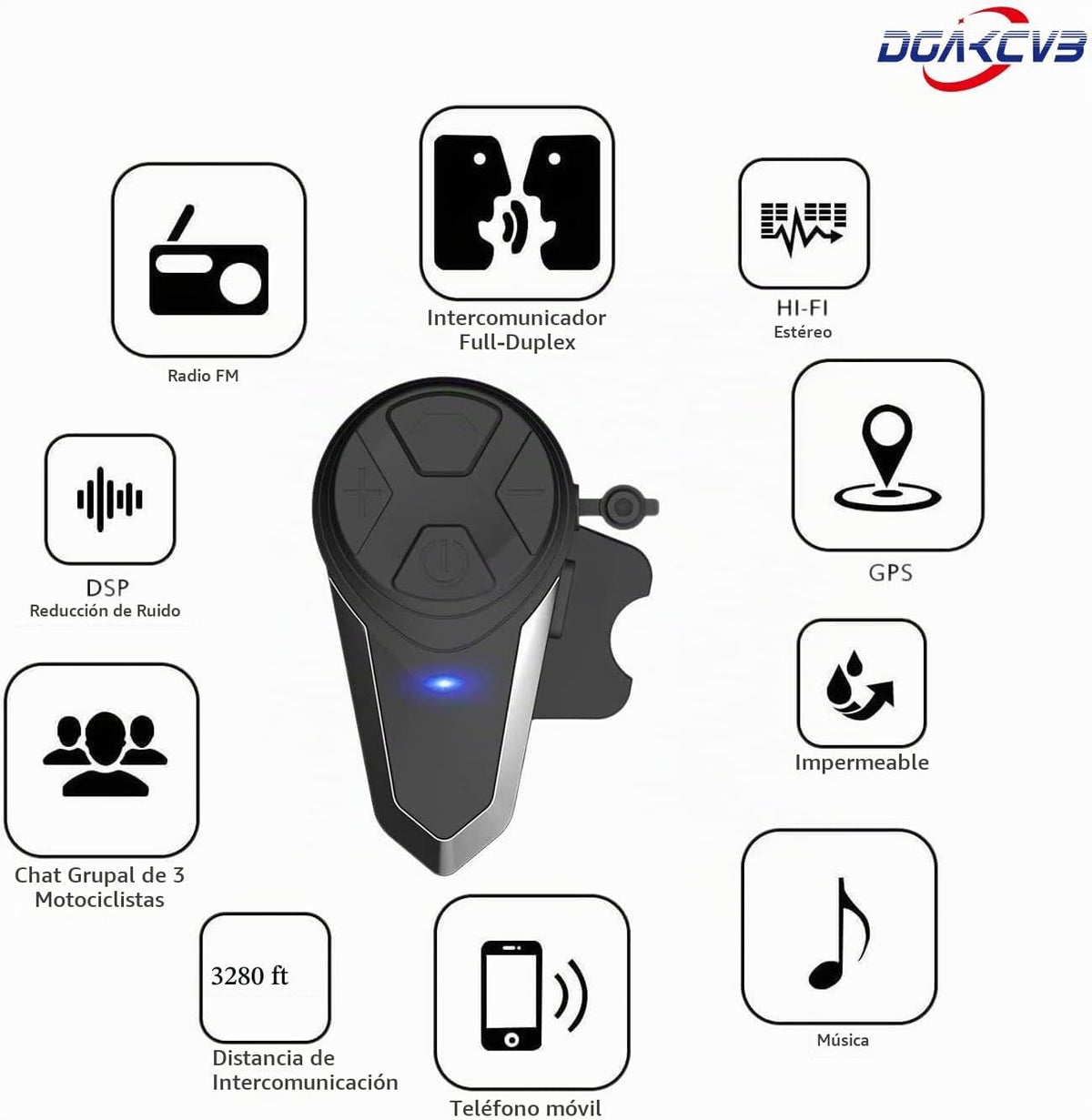 Dgakcvb Auriculares Bluetooth para motocicleta, BT-S3 Bluetooth 5.0...
