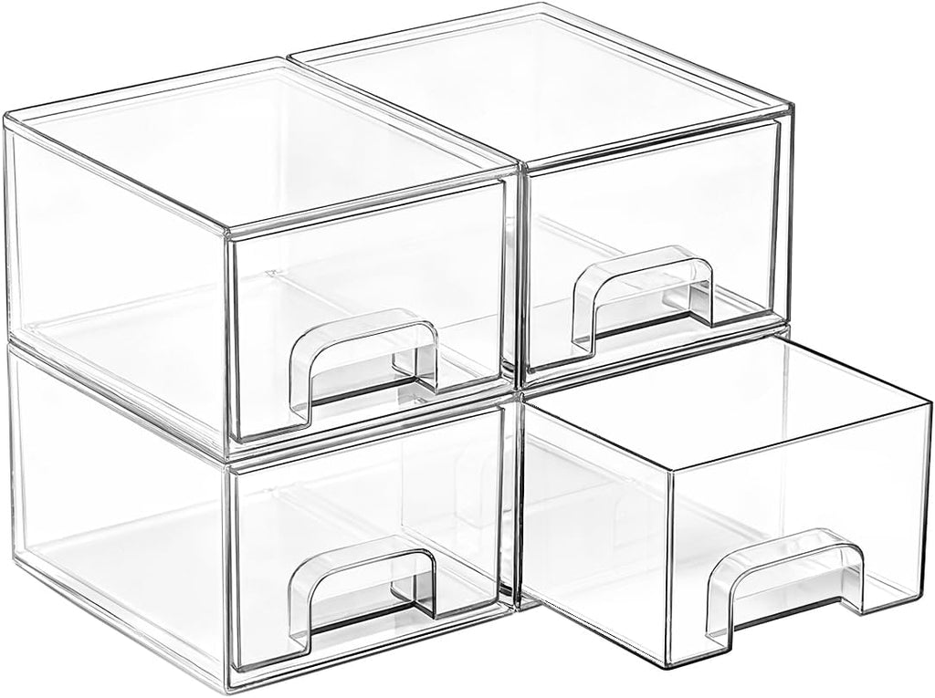 Vtopmart - 4 cajones de almacenamiento apilables transparentes pequ...