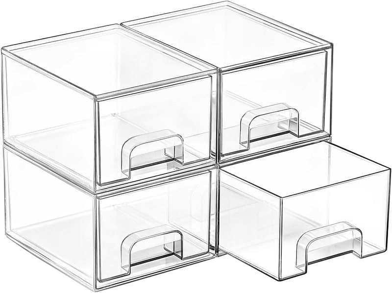 Vtopmart - 4 cajones de almacenamiento apilables transparentes pequ...