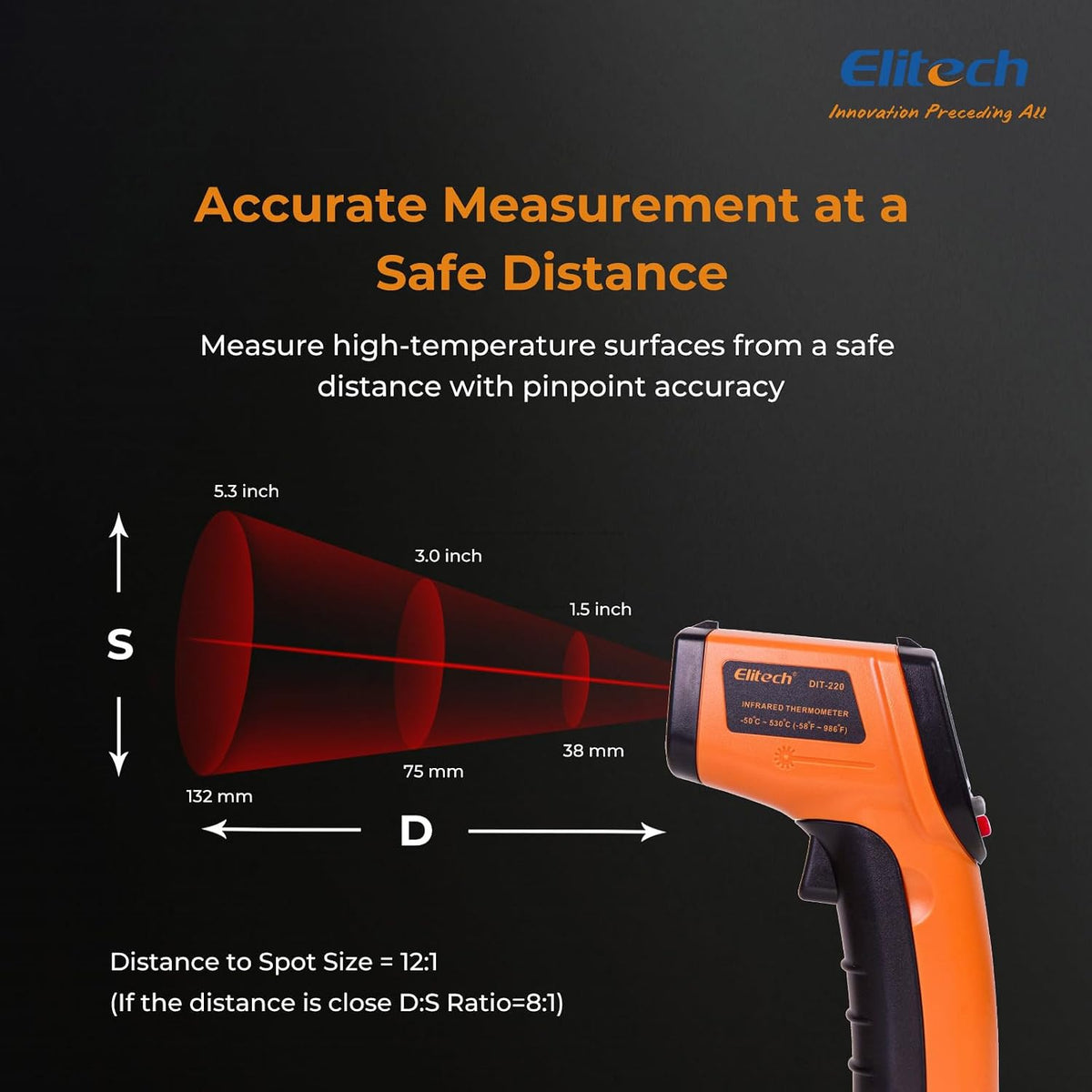Elitech Pistola de temperatura láser, termómetro infrarrojo digital...
