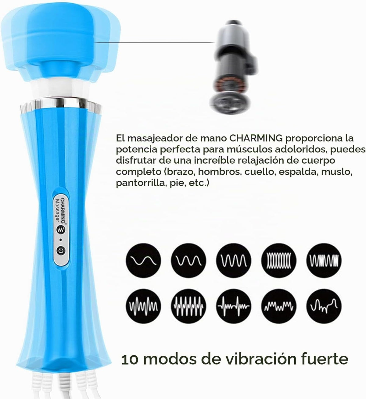 CHARMING Potente masajeador de espalda de mano con cable con fuerte...