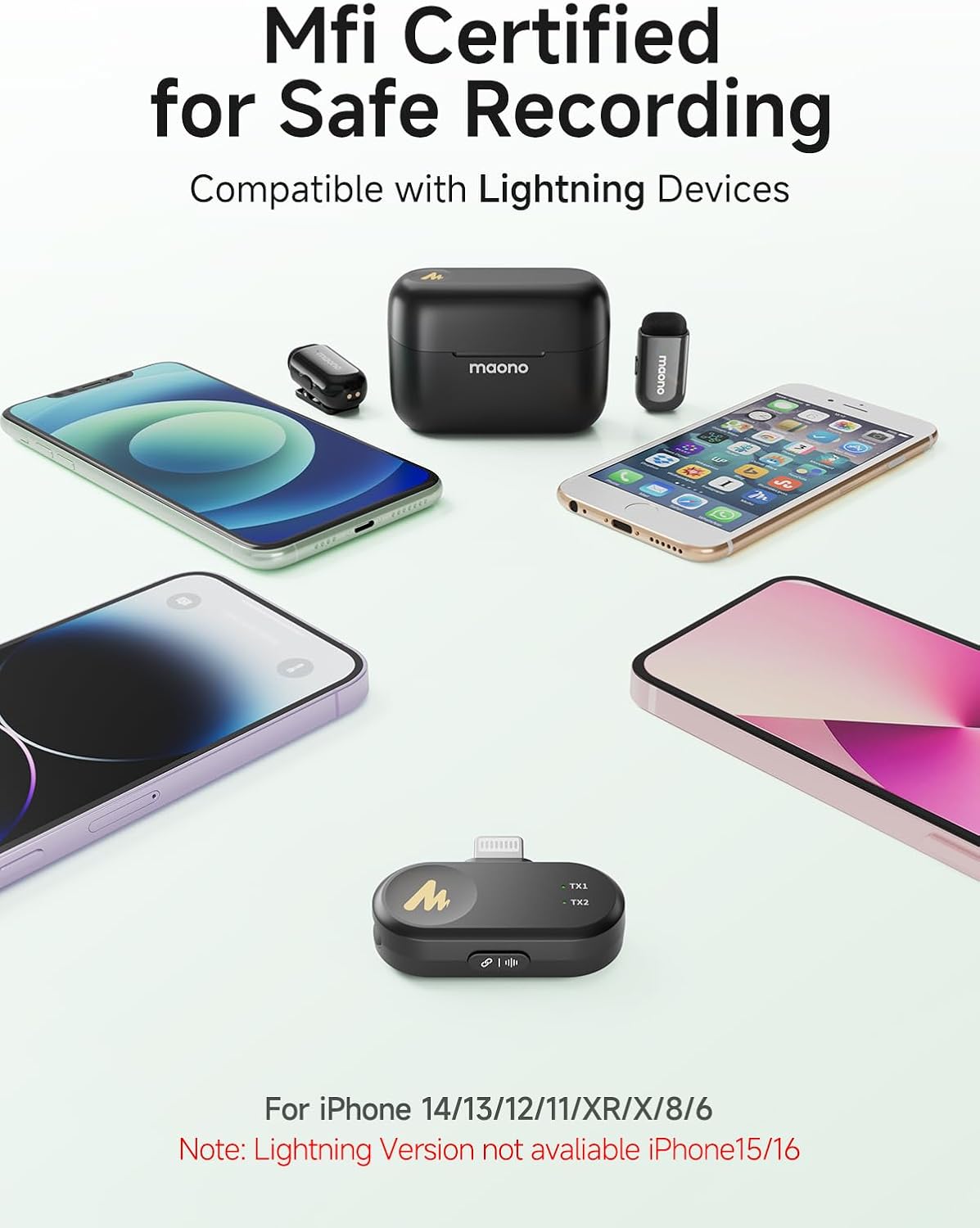 MAONO T1 Mini micrófono de solapa para iPhone con conector Lightnin...