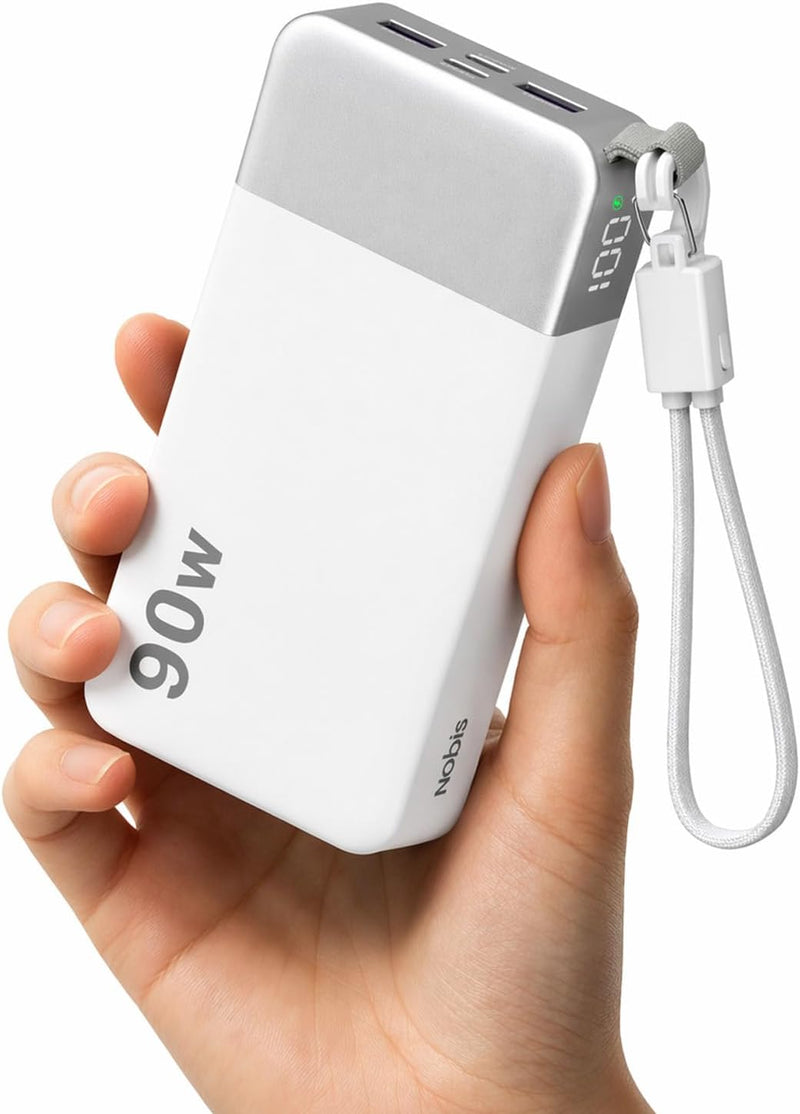 NOBIS Cargador portátil de 90 W, batería externa de 20000 mAh con c...