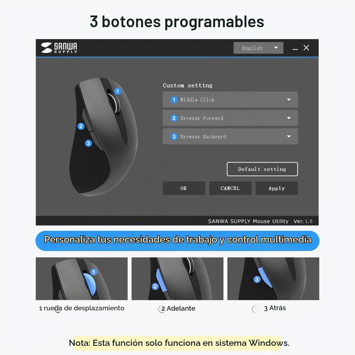 SANWA Ratón ergonómico Bluetooth, ratón vertical inalámbrico Silent...
