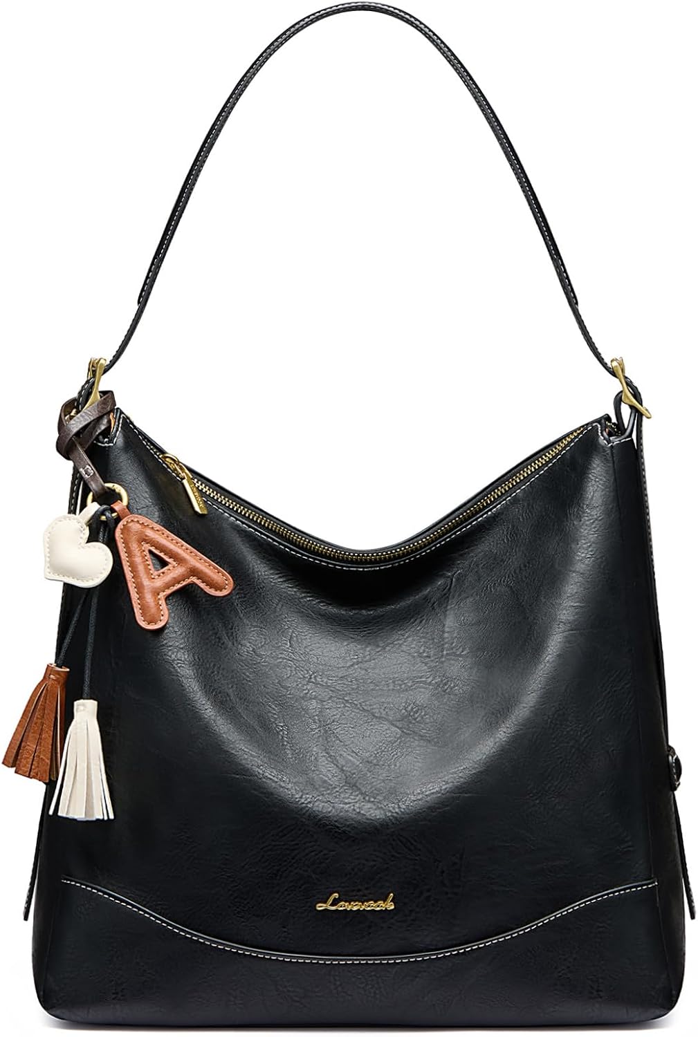 LOVEVOOK Bolsos hobo para mujer con dije inicial, bolso cruzado sua...