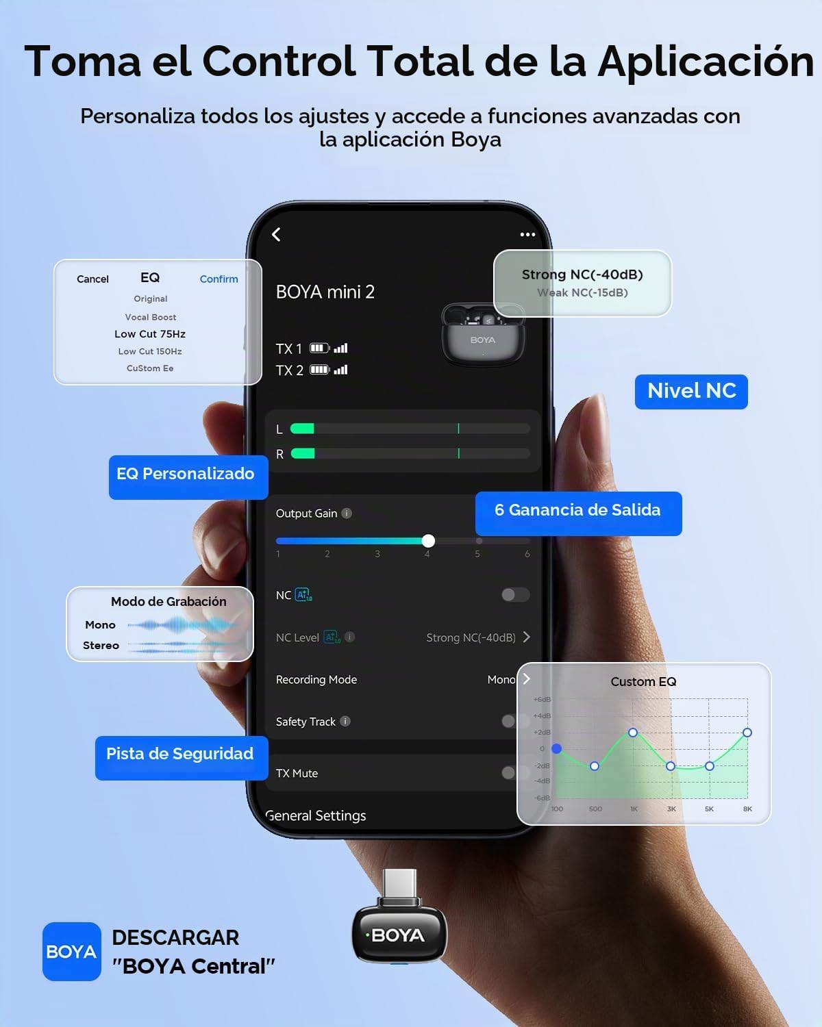 BOYA Mini 2 micrófono inalámbrico Lavalier para iPhone 15\/16\/17 y...