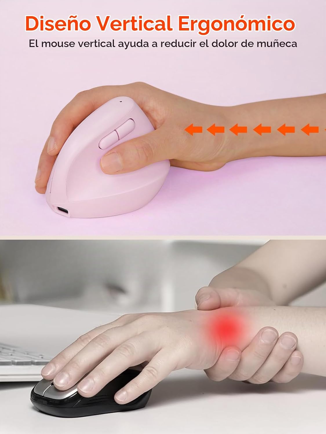 DAREU Ratón inalámbrico vertical ergonómico para manos pequeñas, mo...