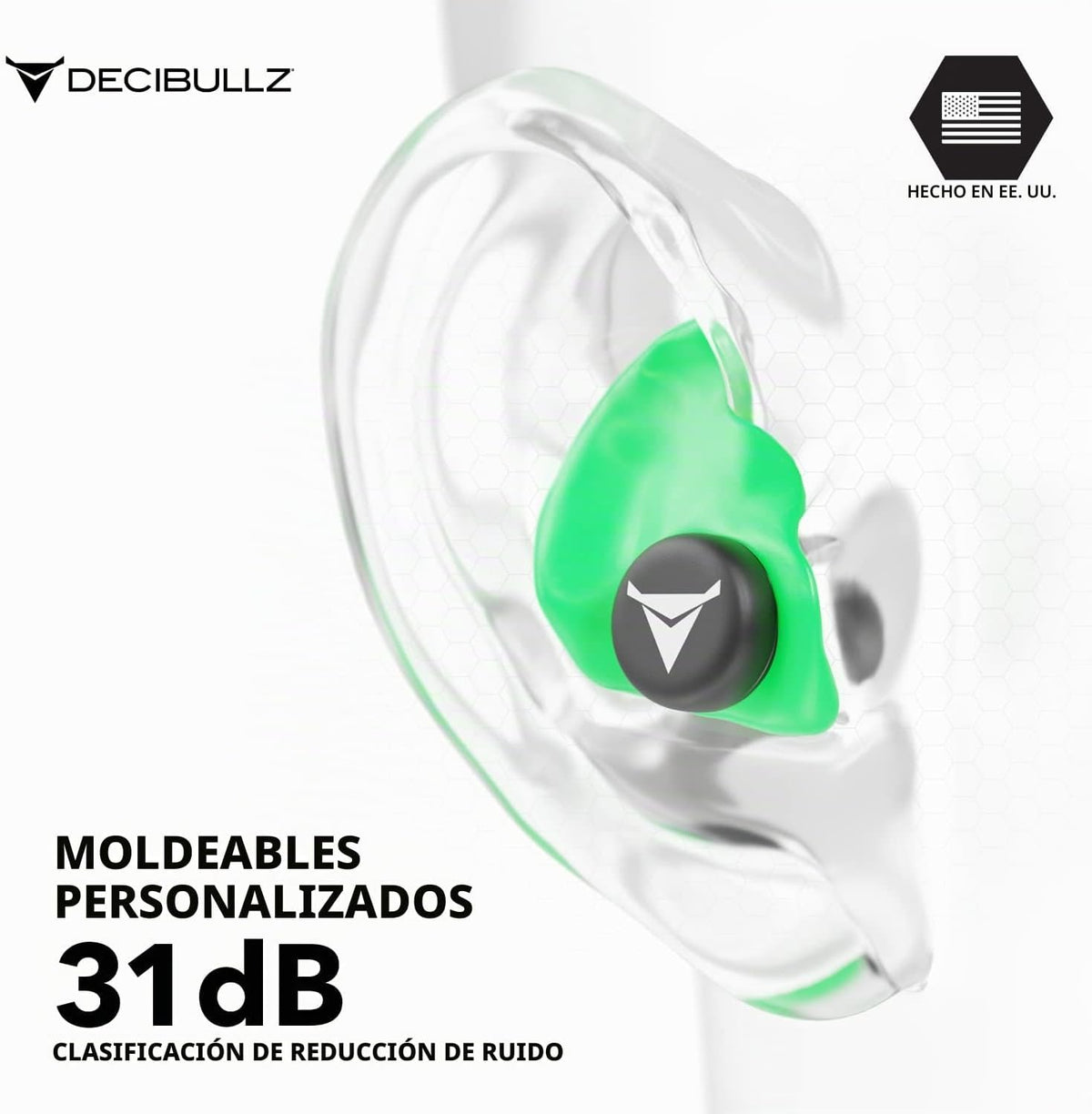 Decibullz - Tapones para los oídos moldeados personalizados, 31dB N...