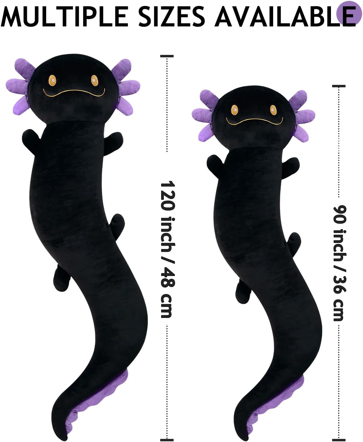 Tianmihou Peluche de ajolote gigante de 36 pulgadas, peluche fluore...