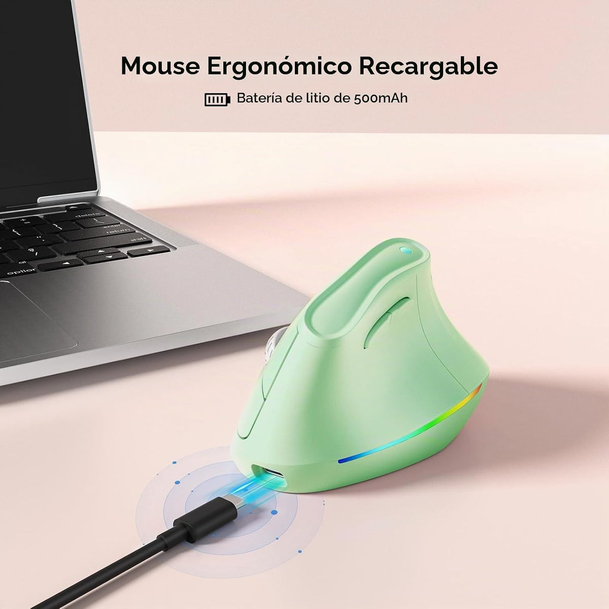 KYSONA Ratón ergonómico inalámbrico de 57°, ratón vertical, ratón p...
