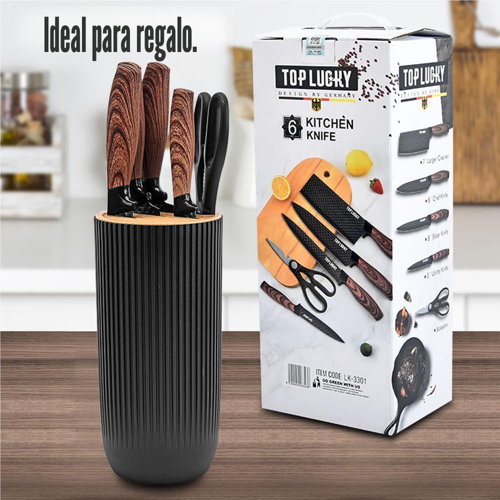 Juego de Cuchillos, Wiztoynia Juego de Cuchillos de Cocina Negros d...
