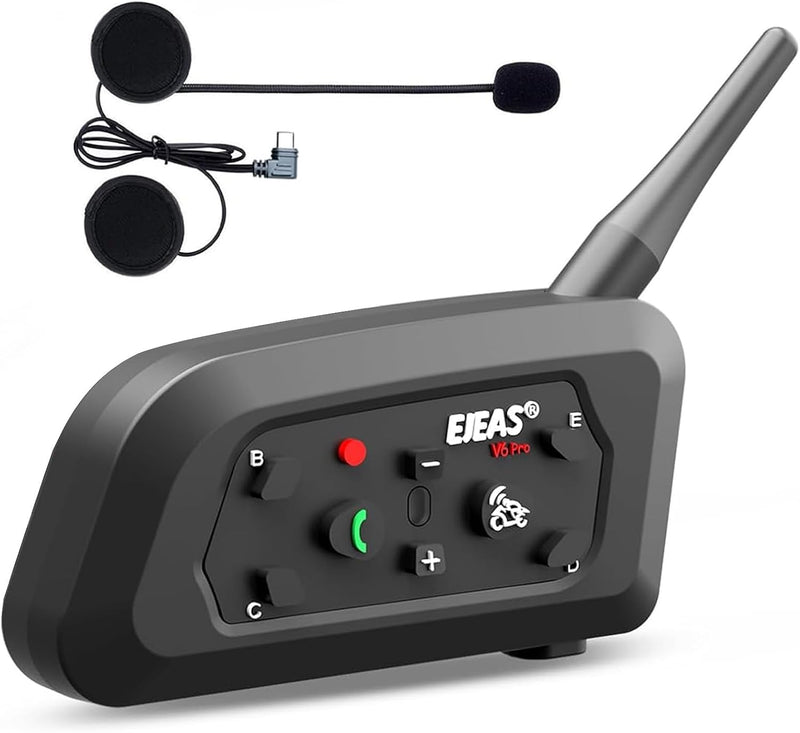 EJEAS V6 Pro+ - Casco de motocicleta Bluetooth 5.1 Intercomunicador...