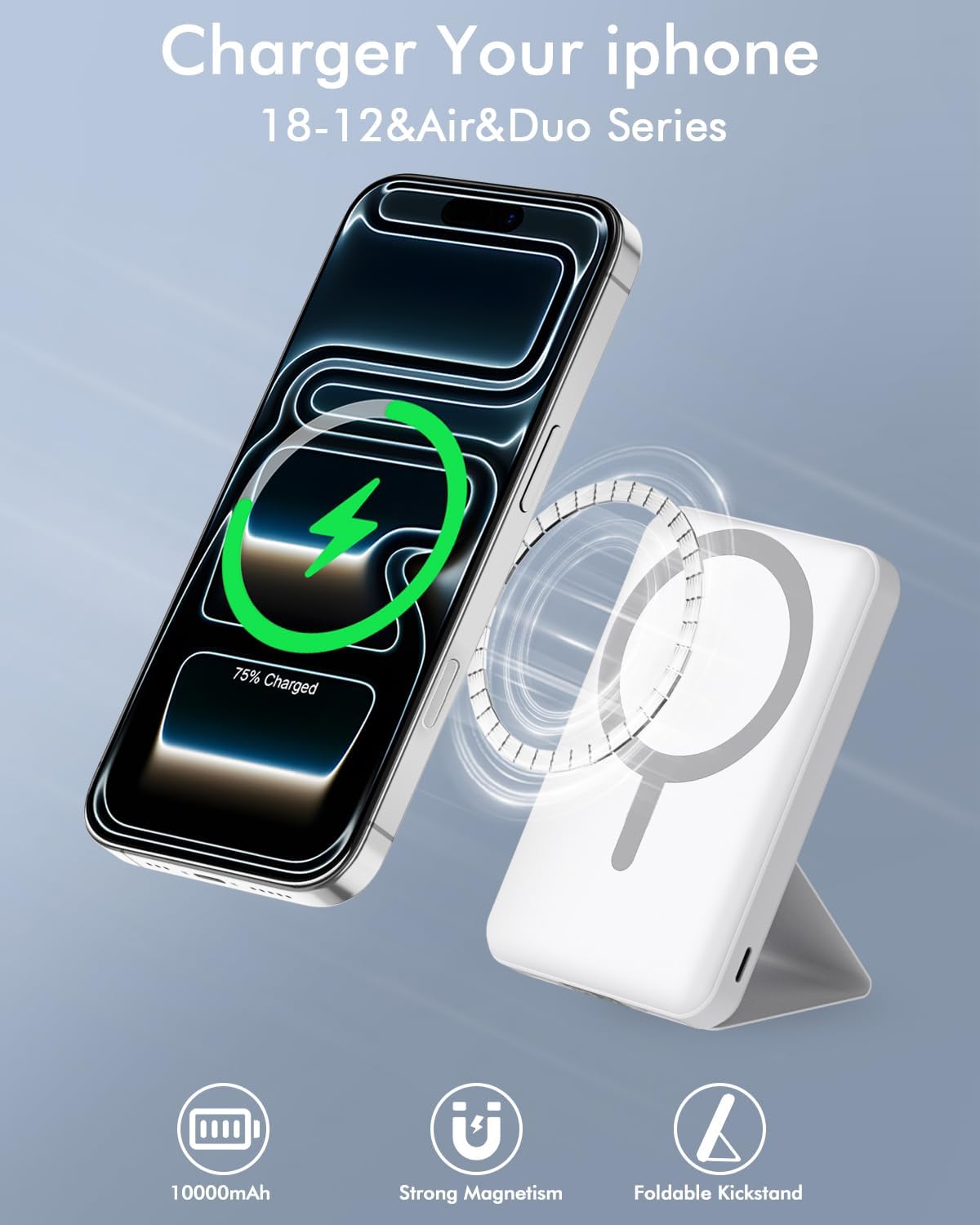 podoru para MagSafe Power Bank 10000 mAh, cargador portátil magnéti...