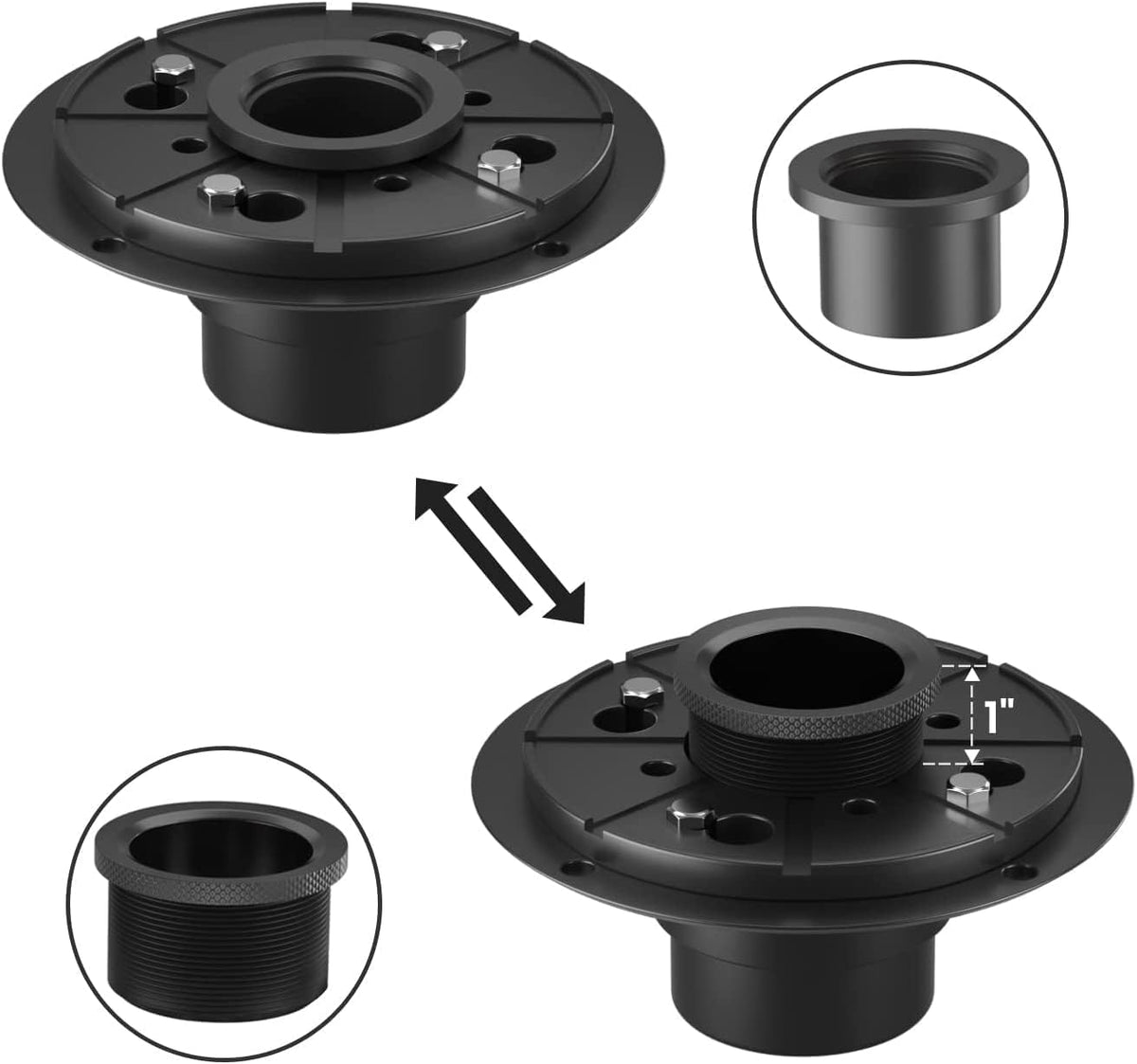 EXF Drenaje cuadrado de piso de ducha de 6 pulgadas negro mate con...