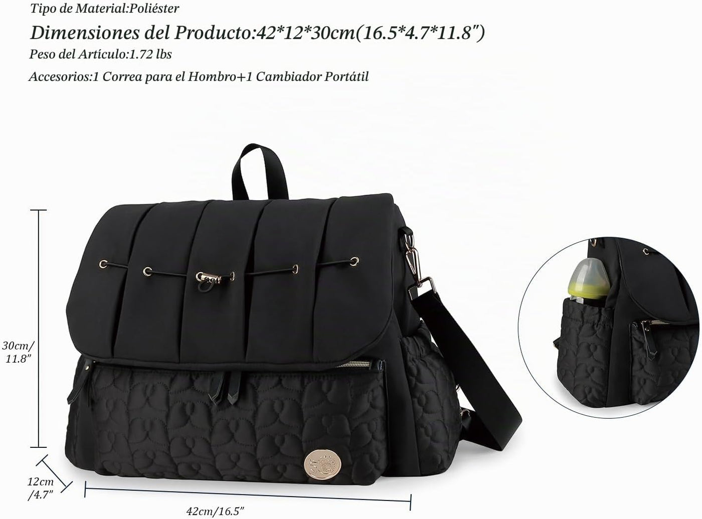 Mochila Lmbabter para pañales, convertible, bandolera, mochila de v...