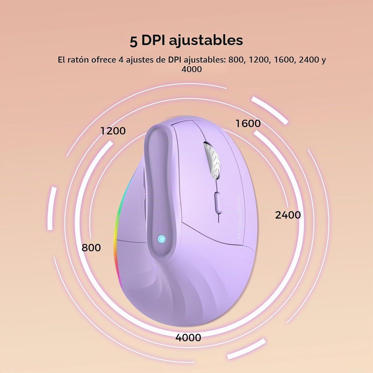 KYSONA Ratón ergonómico inalámbrico de 57°, mouse vertical, mouse d...