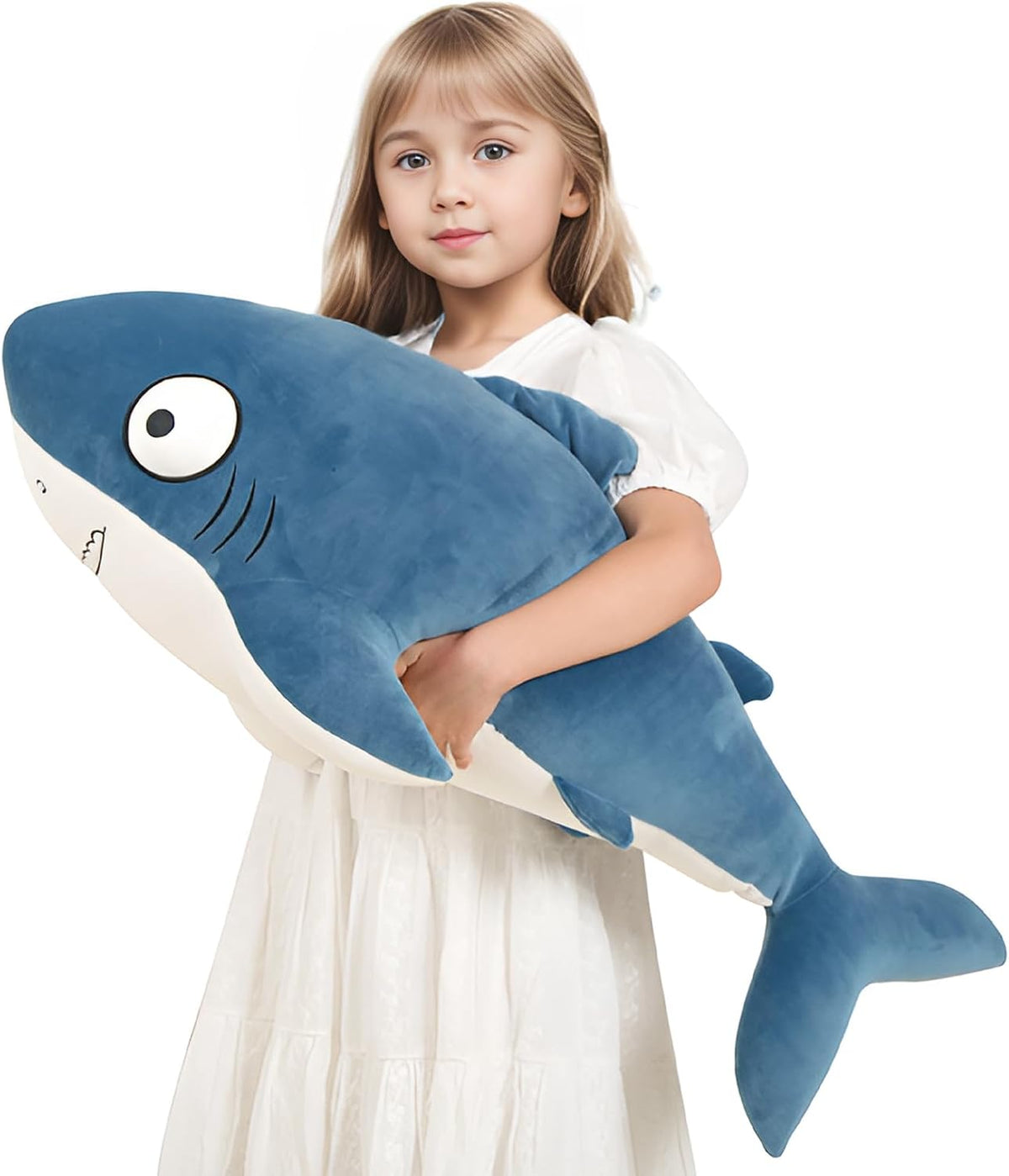 Peluche de tiburones gigantes azules de 32 pulgadas, animales de pe...