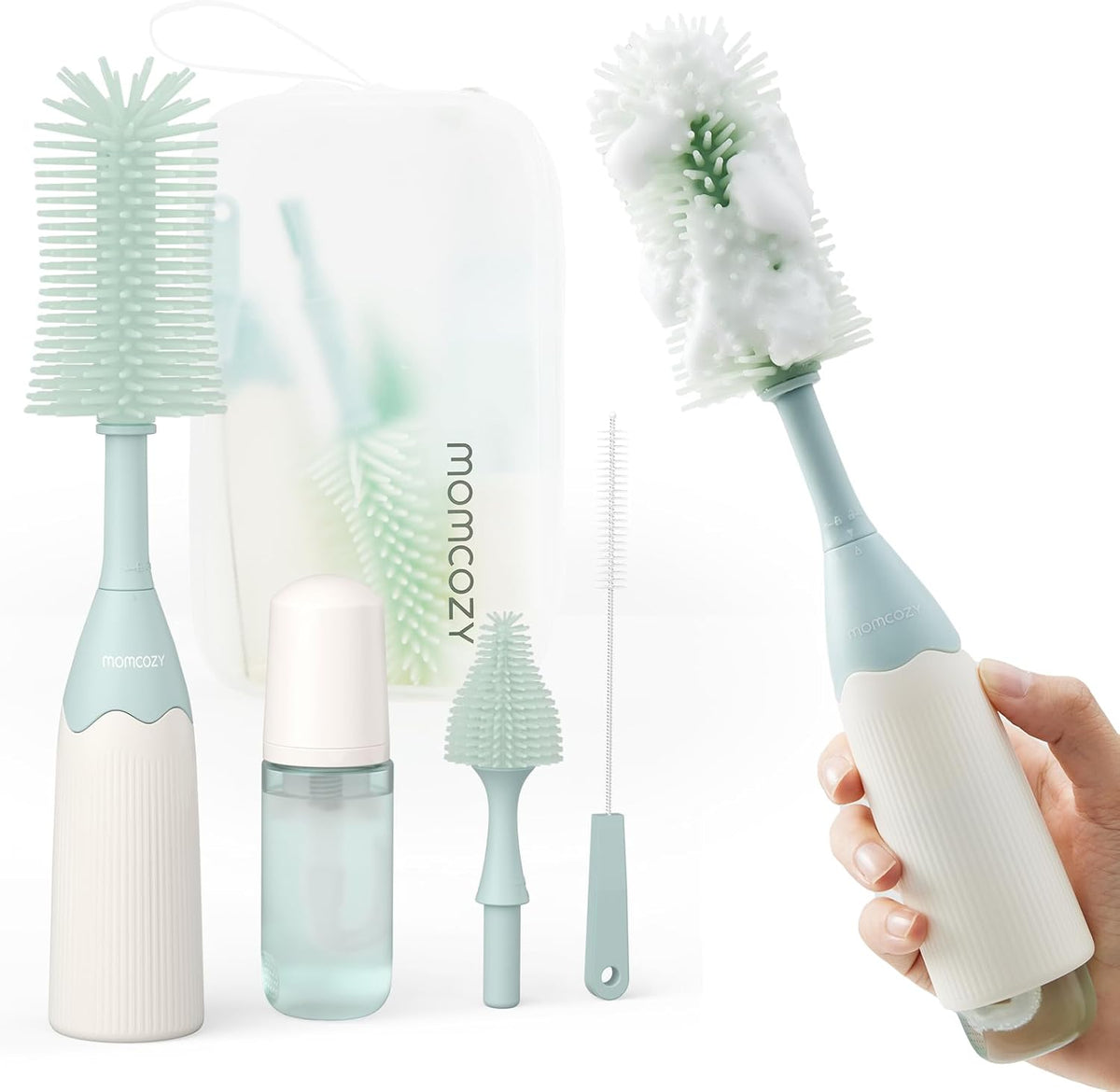 Momcozy Kit de cepillo para biberones, diseño de espuma a presión,...