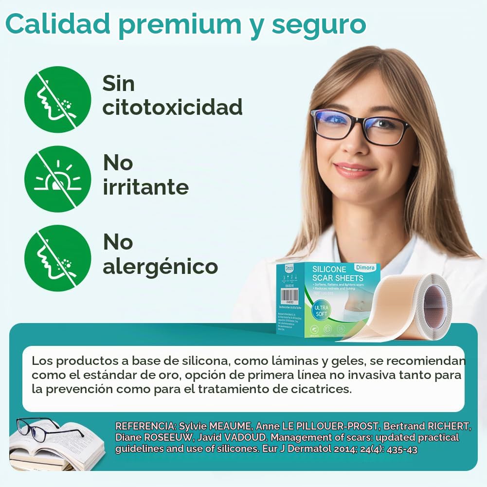 Dimora - Hojas de silicona para cicatrices de grado médico, rollo d...