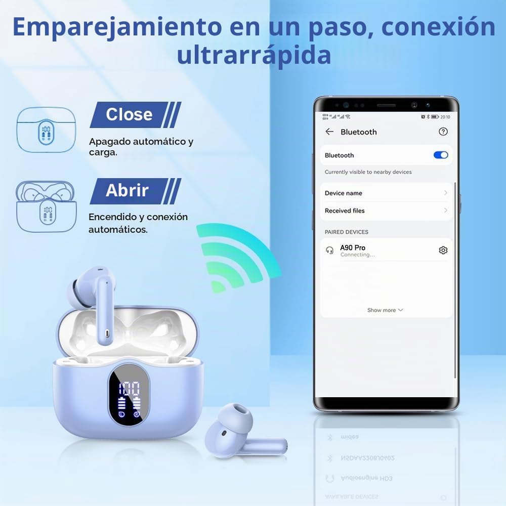 Auriculares inalámbricos, auriculares Bluetooth 5.4 con graves esté...