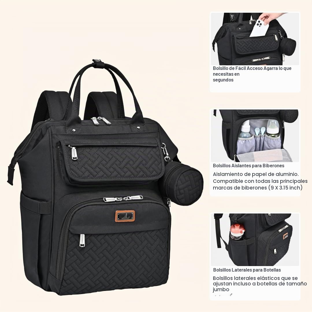 BabbleRoo - Mochila para pañales, bolsa multifuncional para cambiar...