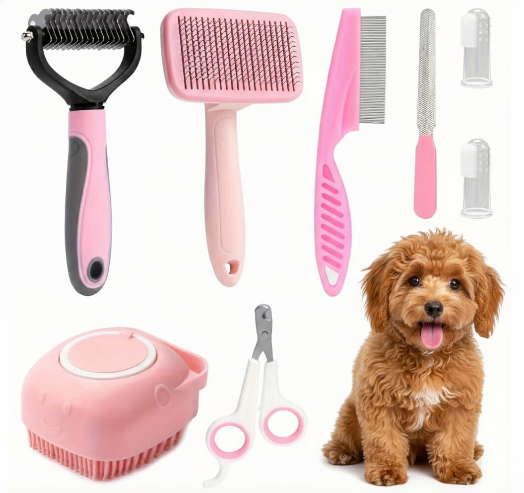 Haminway Kit de aseo para perros de 8 piezas \u2013 Rosa | Juego de...