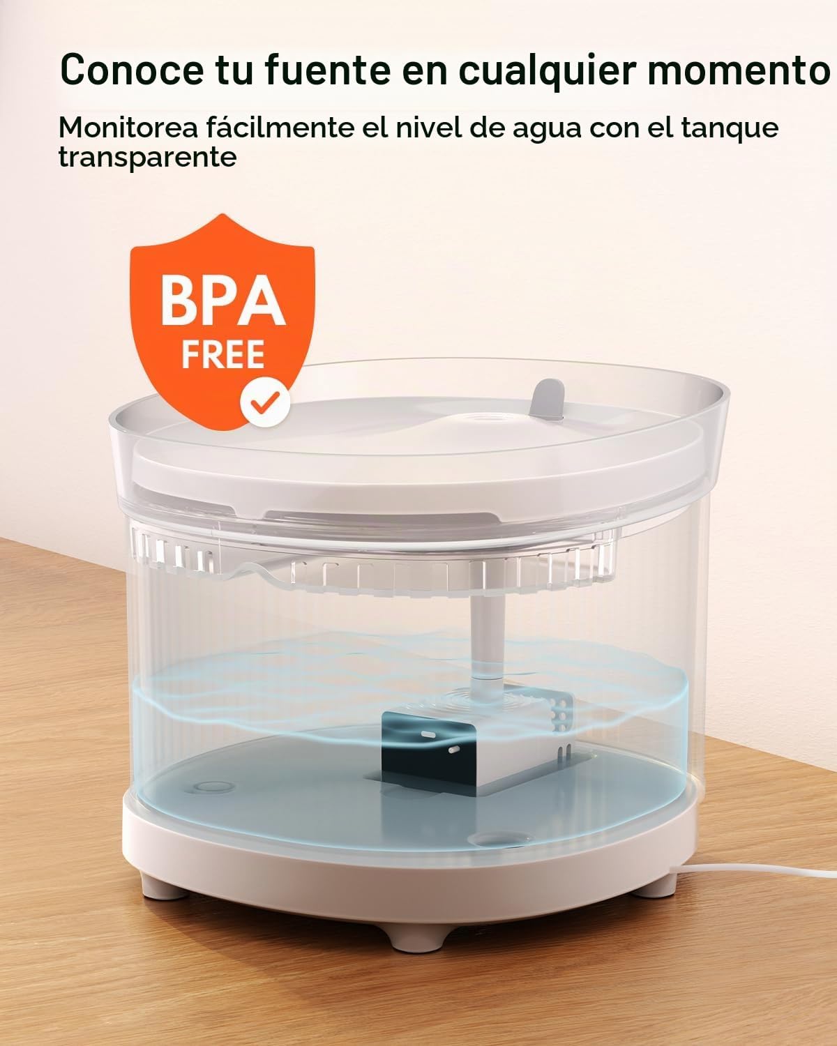 HomeRunPet Fuente de agua para gatos con bomba inalámbrica, bandeja...