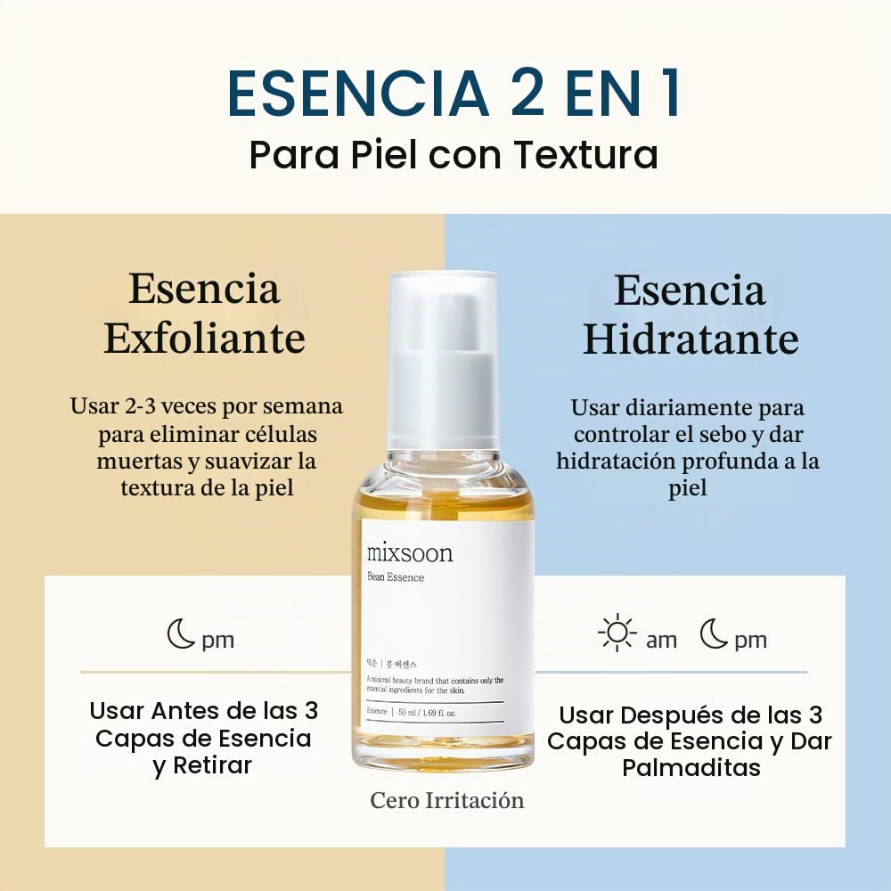 mixsoon Bean Essence - Cuidado de la piel coreano, suave esencia ex...